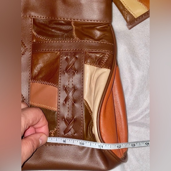 Patchwork Leather Handbag Set in Brown and Tan - Picture 4 of 7